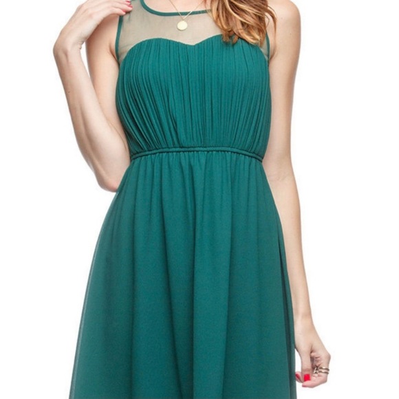 Ya Los Angeles Teal Green Mesh Dress - Picture 6 of 10